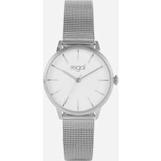 Regal Klockor Regal damklocka meshband, silverton/vit, 34mm