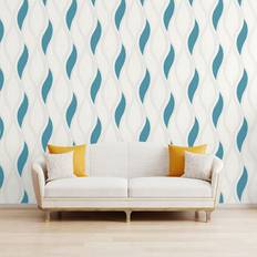 Direct Wallpaper Wave Embossed Textured Turquoise E62001