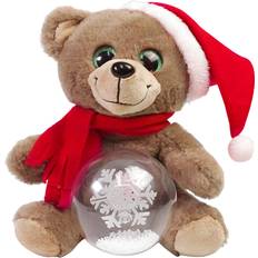 Toys 10'' Christmas Teddy Bear Stuffed Animals Plush, LED Light Glow Musical Singing Bear Plush Toys with Snow Globes, Birthday Festivals Gifts for Boys Girls Brown