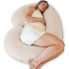 Pharmedoc The CeeCee Pillow Organic Cotton Pregnancy Pillows C-Shape Full Body Pillow and Maternity Support Natural Cover Full Body Support, Pregnancy Must Haves, Maternity Pillows for Sleeping