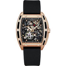 GUANQIN Men Japan Automatic Mechanical Luminous Tonneau Design Steel/Leather/Rubber Wrist Skeleton Tourbillon Sapphire Crystal Waterproof Self-Winding Clock