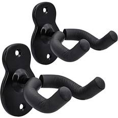 Guitar Wall Mount Hanger 2 Pack Hook Acoustic Electric Bass Guitar Wall Hanger Black Metal Guitar Holder