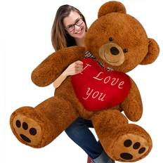 Deuba Teddy Bear 100 cm Brown Incl Heart Pillow