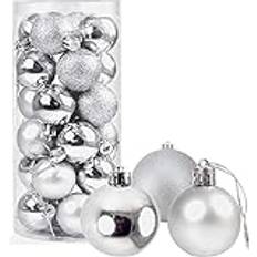 Silver Christmas Tree Ornaments Shatchi 18 Pcs Silver Shatterproof Baubles Set Christmas Tree Ornament
