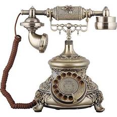 TelPal Bronze Retro Vintage Antique Style Rotary Dial Button Desk Telephone Phone Home Office Telephone Set