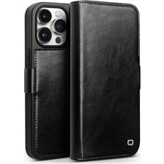 Qialino Leather Wallet Case iPhone 15 Pro Black