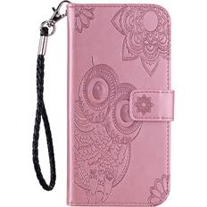 MAULUND Nokia G21 G11 Læder Cover m. Pung Ugle & Blomster Rose Gold