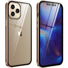 MAULUND iPhone 12 12 Pro 360 ° Magnetiskt Skal med Glas Framsida och Baksida Guld