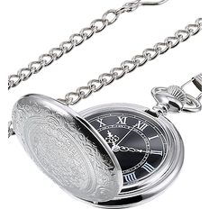 Taschenuhren Hicarer Herren Analog Quarz Taschenuhr Silber