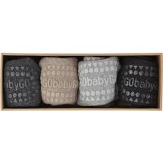 Randiga Strumpor Barnkläder GoBabyGo Strumpor m. Halkskydd 4-pack Grey/Sand/Black 23/26 GoBabyGo Strumpor