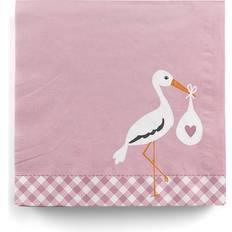 Babies Paper Napkins Servietten Storch Baby Rosa 20 St