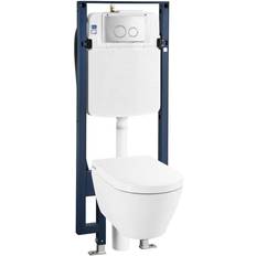 Toilets Swiss Madison Hugo Wall-Hung 1-piece 0.8/1.1 GPF Dual Flush Elongated Smart Toilet with Bidet Bundle in. Glossy White Seat Included