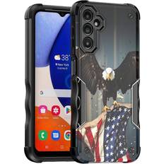 Bumpers Cass Creations Case Compatible with Samsung Galaxy A14 5G, Hybrid Shockproof Bumper Protective Phone Cover American Bald Eagle Flying with Flag