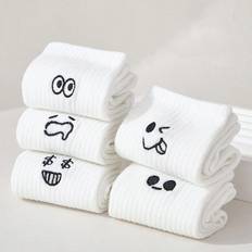 Shein Hvid Undertøj Shein Casual Cartoon Graphic Breathable Soft Ankle Socks - 5 Pairs
