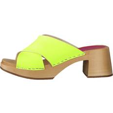 Swedish Hasbeens Anette High Neon Yellow Female Sandalias - Beige/Verde