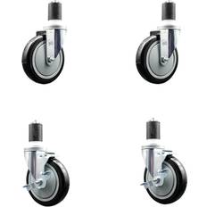 DIY Accessories Service Caster 5Inch x 1.25Inch Wheel 5 in, Type Swivel, Package qty. 4, Model REG-EX20S514-PPUB-BLK-112-2-TLB-2