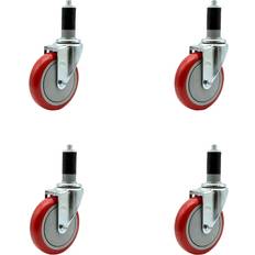 DIY Accessories Service Caster 5Inch x 1.25Inch Wheel 5 in, Type Swivel, Package qty. 4, Model REG-SCC-EX20S514-PPUB-RED-112-4