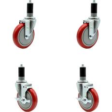 DIY Accessories Service Caster 5Inch x 1.25Inch Wheel 5 in, Type Swivel, Package qty. 4, Model REG-EX20S514-PPUB-RED-112-2-TLB-2