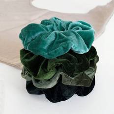 Shein 4pcs/pack Green Velvet Hair Scrunchies