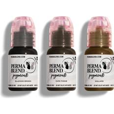 Black Eyebrow & Eyelash Tints Perma Blend Eyebrow Tattoo Cool Kit Microblading Ink for Eyeliner Professional Tattoo Ink Includes Blackish Brown Dark Caramel and Mallard Tattoo Ink Vegan 0.5 ounces each