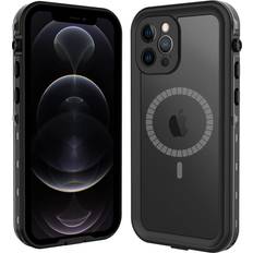 Apple iPhone 12 Pro Max Waterproof Cases ShellBox Case iPhone 12 Pro Max 6.7 inch Waterproof Case with Full BodyProtector/Shockproof /Snowproof/Wireless Charging Black/Clear