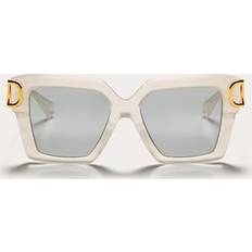 Solbriller Valentino I SQUARED ACETATE VLOGO FRAME Wo IVORY/SILVER
