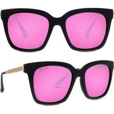 Solbriller DIFF Bella Polarized Matte Black Pink Mirror - Matte Black/Pink
