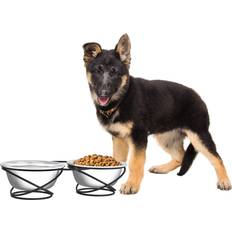 Pets Petmaker Set of 2 Elevated Dog Bowls Stainless-Steel 40-Ounce Raised