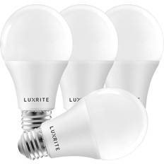 LED Lamps Luxrite 100-Watt Equivalent A19 Dimmable LED Light Bulb Enclosed Fixture Rated 5000K Bright White 4-Pack