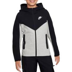 Boys Tops Children's Clothing on sale NIKE Older Kid's Sportswear Tech Fleece Full Zip Hoodie - Dark Grey Heather/Black/Black/White (FD3285-064)