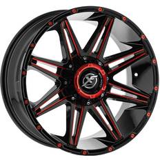 Car Rims XF Off-Road OFF-ROAD XF-220 18X9 6X135/6X139.7 12ET 108CB GLOSS BLACK & RED MILLED