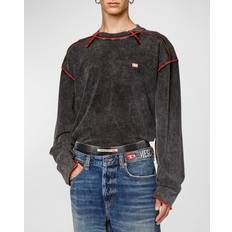 Diesel T-Week-Ls Cotton Jersey Loose Fit Long Sleeve Tee Black