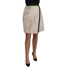 Dolce & Gabbana Beige Skirts Dolce & Gabbana Beige High Waist A-line Mini Fur Women's Skirt