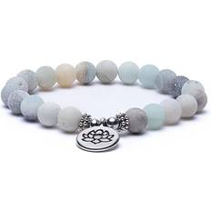 Mala/Armband Amazonit elastisch mit Lotus 0.8