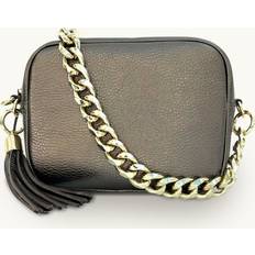 Gold Handbags Apatchy London Bronze Leather Crossbody Bag With Gold Chain Strap