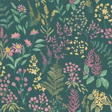 Floral Sprig Teal Pink
