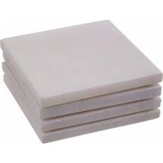 White Coasters Premier Housewares Set of Four Marble Square Coaster 4pcs