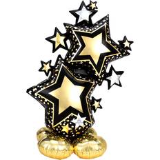 Black Latex Balloons Amscan Anagram 4246311 Black & Gold Star Cluster Airloonz Air-Filled Foil Balloon 59"