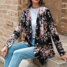 Shein Multifärgade Ytterkläder Shein 1pc Floral Print Open Front Coat