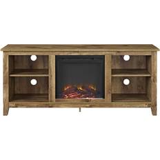 58 inch tv stand Walker Edison Wren Classic 4 Cubby Fireplace Barnwood TV Bench 70x24"