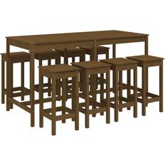 Natur Bargruppen vidaXL 9 Garden Honey Pine Outdoor Bar Set, Table incl. 8 Chairs