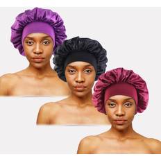 Bonnetter Shein 3pcs Women's Wide Brim Sleep Cap, hair Bonnet