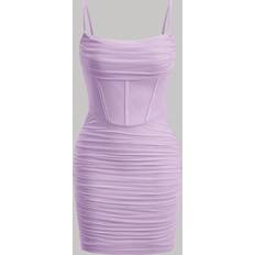 Lila - Mesh Klänningar Shein Solid Ruched Cami Bodycon Dress