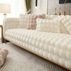 Monochrome Loose Sofa Covers Shein Plush Winter Cushion Loose Sofa Cover White
