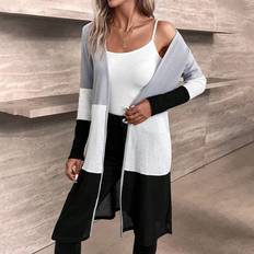 Dam - Multifärgade Kappor & Rockar Shein Color Block Open Front Waffle Knit Coat