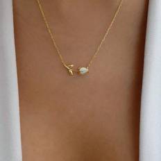 Plast Halsband Shein Fashionable Rhinestone Flower Design Necklace, Suitable For Daily Wear