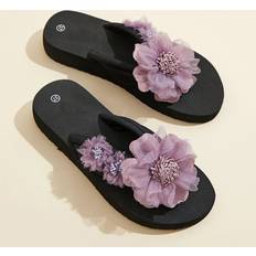 Dam - Lila Flip-Flops Shein Women's Floral Decor Flip Flops Sandals For Vacation