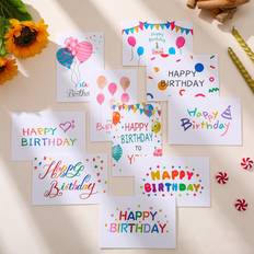 Shein 10pcs Letter Graphic Birthday Greeting Card With Envelope