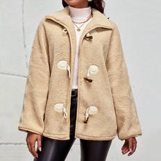 Shein Drop Shoulder Duffle Fleece Coat