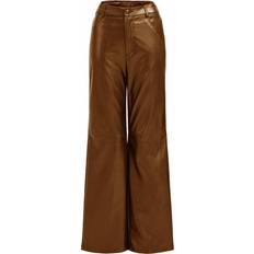 Bruna - Skinn Byxor Shein High Waist PU Leather Wide Leg Pants